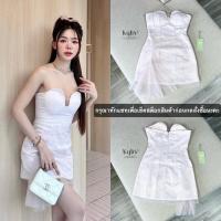 ราคา งานป้าย KULIST เดรสออกงานสีชมพูอ่อน เดรสสั้นเกาะอกแต่งผ้าชีฟองกลิตเตอร์ทรงสวย เรียบหรู (42975515289)