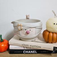 ราคา [Handmade] Chawan ถ้วยชงมัทฉะมัมมี่ Halloween *สีขาวมีแมวส้มเกาะ (40173994108)