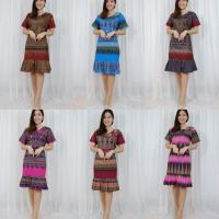 ราคา เดรสพื้นเมืองผ้าฝ้ายพิมพ์ลายทอง (4562025459)