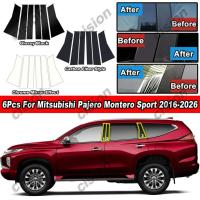 ราคา 6x รถประตู Center BC เสาโพสต์กระจกสติกเกอร์สําหรับ Mitsubishi Pajero Montero Sport 2016-2026 เปียโนสีดําหน้าต่างคอลัมน์กลางกรอบ Glossy คาร์บอนไฟเบอร์ Chrome ฝาครอบ Trim (47854793534)