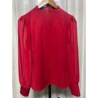 ราคา เสื้อวินเทจแขนยาว สีแดง ซิปหลัง คอเต่า (29436848346)