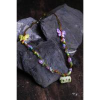 ราคา สร้อยดินปั้น สร้อยเชือกเทียนจี้แฮนด์เมด จี้ดินปั้น สร้อยเชือกเทียนดินปั้น หมวดจี้หนอนชาเขียว ดินปั้นหนอนชาเขียว (27857135213)