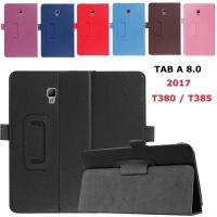 ราคา For Samsung Galaxy Tab A 8.0 2017 SM-T380 SM-T385 Tablet Ultra-thin PU Leather Case Adjustable Folding Stand Cover Full Body Protective Cover (22223666939)