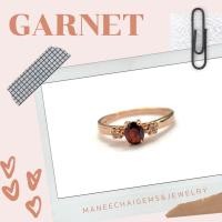 ราคา แหวนเงินแท้ 925 ฝังพลอยโกเมน สีแดงกรํ่า (9559034985)