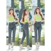 ราคา กางเกงยีนส์ทรงบอยสลิม เอวกระดุมคู่ สีดำฟอกสวยมาก (4149377973)