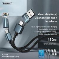 ราคา Remax RC-020T Aurora Series 4-in-1 2.4A สายชาร์จสําหรับ iP/Type-C Data Cable (22468870755)