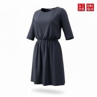 ราคา เดรส Uniqlo สีน้ำเงินเข้ม (Navy) ไซส์ S เอวสม็อค สภาพสวย ทรงสุภาพ ใส่ทำงานหรือเที่ยวได้ (50953447580)