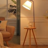 ราคา โคมไฟตั้งพื้น พร้อมโต๊ะวางไม้ แถมหลอดไฟ LEDสามสี โคมไฟIKEA (27353045367)