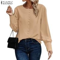 ราคา Zanzea เสื้อเบลาส์ คอกลม แขนยาว ทรงหลวม สไตล์วินเทจ สีพื้น สําหรับผู้หญิง (22662757689)