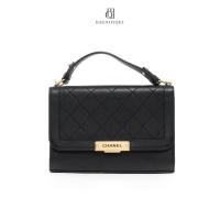 ราคา [ของแท้] CHANEL FLAP BAG VINTAGE 10'' BLACK CALF GHW มีใบรับประกัน ตรวจสอบได้ทุกใบ ✅ (51153785198)