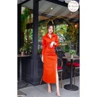 ราคา เดรสสีส้มอิฐ เดรสเชิ๊ตแขนยาว เดรสสีส้มอิฐ (22308830791)