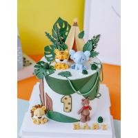 ราคา The New Animal Tiger Lion Elephant Cartoon Cake Topper Forest Jungle Safari Cupcake Decor 1st Birthday Party Cute Gifts (27087864775)