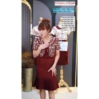 ราคา เดรสทำงาน สีแดง กระโปรงอัดพลีท (24574528101)