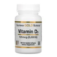 ราคา California Gold Nutrition Vitamin D3, 125 mcg (5,000 IU), 90 Fish Gelatin Softgels (3489911292)