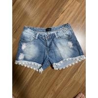 ราคา กางเกงยีนส์ขาสั่นชายระบายลูกไม้ ขนาด XL (12597452432)