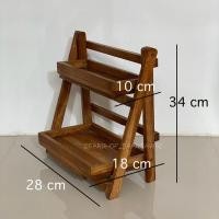 ราคา ชั้นไม้สัก 2ชั้น พับเก็บได้ สำหรับวางของขนาดเล็ก (5834991621)