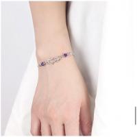 ราคา [B03] Born to beกำไลเงินแท้925 ชุบทองคำขาว18k Jolly (เพชรสีม่วง) กำไลเพชรcz สร้อยข้อมือเงิน กำไลสุดหรู (23811648540)