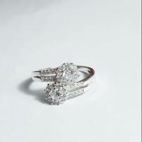 ราคา แหวนเงินแท้ 92.5% ดีไซน์ไขว้หรูหรา ฝังเพชรรัสเซีย สวยมากๆ (7500229271)