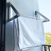 ราคา PFH ราวตากผ้าติดผนังพับได้ 3 เส้น ขนาด 60-100 cm. ราวตากผ้า พับเก็บได้ ราวสแตนเลส 304 (6174186389)