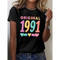 ราคา ผู้หญิง เสื้อยืดวินเทจ 90s ปี 1991 ต้นฉบับ - สีขาว เสื้อยืดกราฟิกย้อนยุค 90s พร้อมหมายเลขและหัวใจปี 1991 (46454751850)