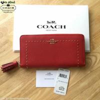 ราคา COACH EDGE STUDS ACCORDION ZIP AROUND WALLET (47202554)