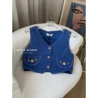 ราคา ♥︎ Aviva Studio เสื้อกั๊กกยีนส์ ปักลายดอก สวยมากกจริงๆ!! (19683394658)