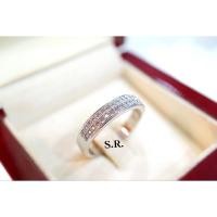 ราคา S.R. แหวนทองคำขาว แหวนเพชร เม็ดละ 0.01 กะรัต เพชร 2 แถว เพชรน้ำ100 ขาวสวยไฟดี พร้อมใบรับรองสินค้า เคลือบทองคำขาวแท้100% (26569027736)