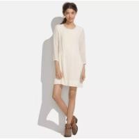 ราคา Madewell 1937 Women's Long Sleeve Etude Swiss Dot Silk Blend Shift Dress Ivory Cream Color Size M (27031268605)