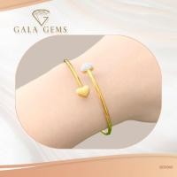 ราคา Gala Gems กำไลเพชรแท้ ตัวเรือนทอง 9K Yellow Gold ประดับเพชรเบลเยี่ยมแท้ มีใบรับประกัน Heart Diamond Bangle รหัส BD0008 (5265621582)