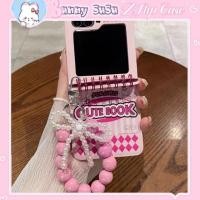 ราคา Z Flip6 - Flip5 - Flip 4 5G เคสสไตล์โน๊ตบุ๊ค/โน๊ตบุ๊คครอบคลุมบานพับพร้อมผูกโบว์ลูกปัดแวววาวน่ารัก (44113500005)