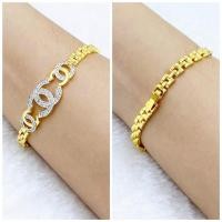 ราคา สร้อยข้อมือทองฝังเพชรcc สวยหรู ยาว18 cm. สร้อยข้อมือเพชร (3596173995)
