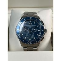 ราคา Tag Heuer aquaracer grand date quartz chronograph blue dial 43mm. (21878113937)