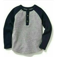 ราคา เสื้อยืด Old Navy Thermal Henley Grey Navy (28132137302)