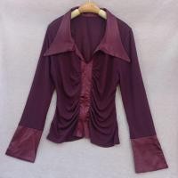 ราคา เสื้อแฟชั่น คอปก แขนยาว สีแดงเลือดหมู (26272929576)