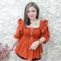 ราคา เสื้อผู้หญิงสาวอวบ เสื้อสม้อคระบายไหล่กระดุมคู่แขนยาว ผ้ายืด พื้นลินิน มี 6 สี (14436440551)