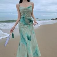 ราคา sexy dress เดรสลายดอกไม้ ทรงเอ สีเขียว ยาวรัดรูป เกาะอก สายเดี่ยว ไปทะเลผู้หญิง ชุดเซ็กซี่ ชุดเดรสออกงาน (22136407277)