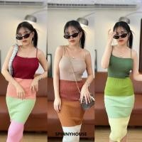ราคา Spinnyhousestudio เดรสสายรุ้ง เดรสไหมพรม เดรสยาว เข้ารูป ทรงสวย ❤️⭐ ผ้านุ่ม เดรสสายรุ้ง (20375346763)