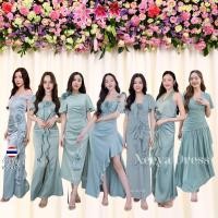 ราคา เดรสยาว ชุดออกงาน ชุดตรีม ธีมเขียว ชุดราตรี สีเขียวมิ้นท์อมฟ้า เดรสงานแต่ง พร้อมส่ง Dress Woman (41959338030)
