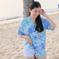 ราคา เสื้อเชิ้ตฮาวายมัดย้อมสีพาสเทล มีไซส์พ่อแม่ลูก (4465171310)