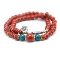 ราคา Fashion Ceramic Bracelet Handmade Jewelry Tibetan Silver Color Flower Glaze Floret Winding Double Beaded Bracelet For Wo (28111730317)