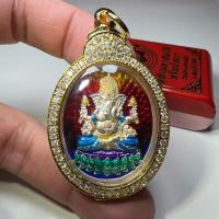 ราคา เนื้อเงิน ลงยาไล่สีแดง เต็มสูตร No.8 พระพิฆเนศ ปางดั๊กดูเศรษฐ์ (ปางร่ำรวย) วัดแขกมวกเหล็ก (43506023904)