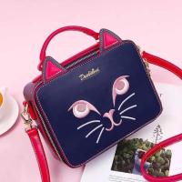 ราคา #230 Duolaimi กระเป๋าทรงกล่องหน้าแมวสีกรมท่า ขนาด8.5นิ้ว แบรนด์โดเรมีงานพรีเมี่ยม (2341879144)