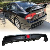 ราคา Rear Bumper Diffuser w/LED For 06-11 Honda Civic 4dr Mugen RR Carbon Fiber Style (52303538370)