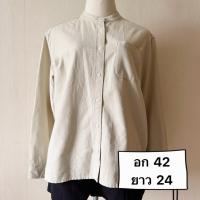 ราคา เสื้อเบลาส์ เสื้อเชิ้ตคอจีน แบรนด์ MUJI มือสอง (E0002) (56155311198)