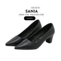 ราคา Sania รองเท้าคัทชู ทรงหัวแหลม ส้นสูง 2 นิ้ว เท้าปกติ +1 เท้าอวบ กว้าง อูม +2: พร้อมส่ง (28222739978)