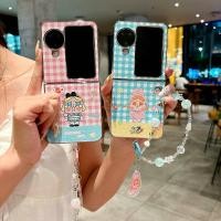 ราคา เคสโทรศัพท์แบบพับได้สําหรับOppo Find N2 N3 Flip พลิกหนังelectroplated Checkered Cryingสร้อยข้อมือเด็กHard TPUเคสโทรศัพท์ (40911450732)