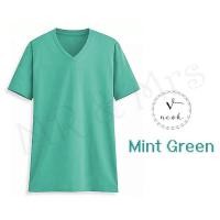 ราคา เสื้อยืดสีพื้น เสื้อคอวี เสื้อยืดคอวี T-Shirt ผ้าCotton (สีเขียวมิ้น) (11033596677)
