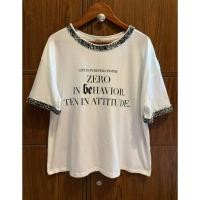 ราคา Zara เสื้อยืดสีขาวออฟไวท์ สกรีนลายด้านหน้า size S (54103366097)