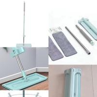 ราคา GX - ไม้ถูพื้น Flat Mop ไม้ถูพื้นแบบรีดน้ำและฝุ่นผงในตัว พร้อมผ้า 2 ผืน/ชุด /0938 (2302454694)