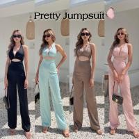 ราคา จั้มสูทขายาวอัดพลีทช่วงอก✨Pretty Jump✨ดีเทลสายคล้องคอ ผ้าซาตินสวยมาก ป้ายTHITIYA (21619809456)